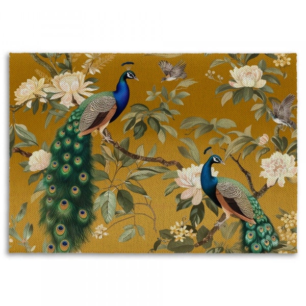 Chinoiserie Flowers Area Rugs Asian Large Rugs Oriental Rug Chinese Floral Area Rug Antique Print Large Rug Gold Rugs Peacock Area Rug
