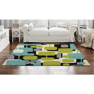 Keep Climbing Versatile Indoor/outdoor Washable Rug Mid-century Multi-color  Striped Vinyl With Non-slip Backing 