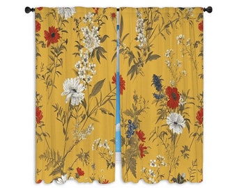 Yellow Window Curtains Yellow Toile Pattern Drapes Toile Curtain Panel Yellow Drapes Yellow Curtain Panels Toile De Jouy Curtains