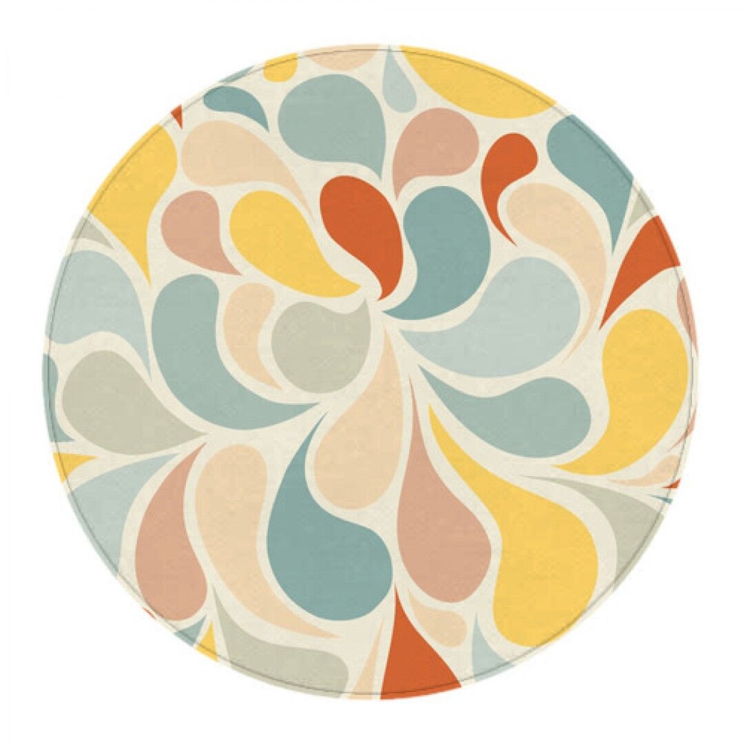 Retro Circle Rug Retro Rug 1950s Rug Paisley Rug Boteh Etsy