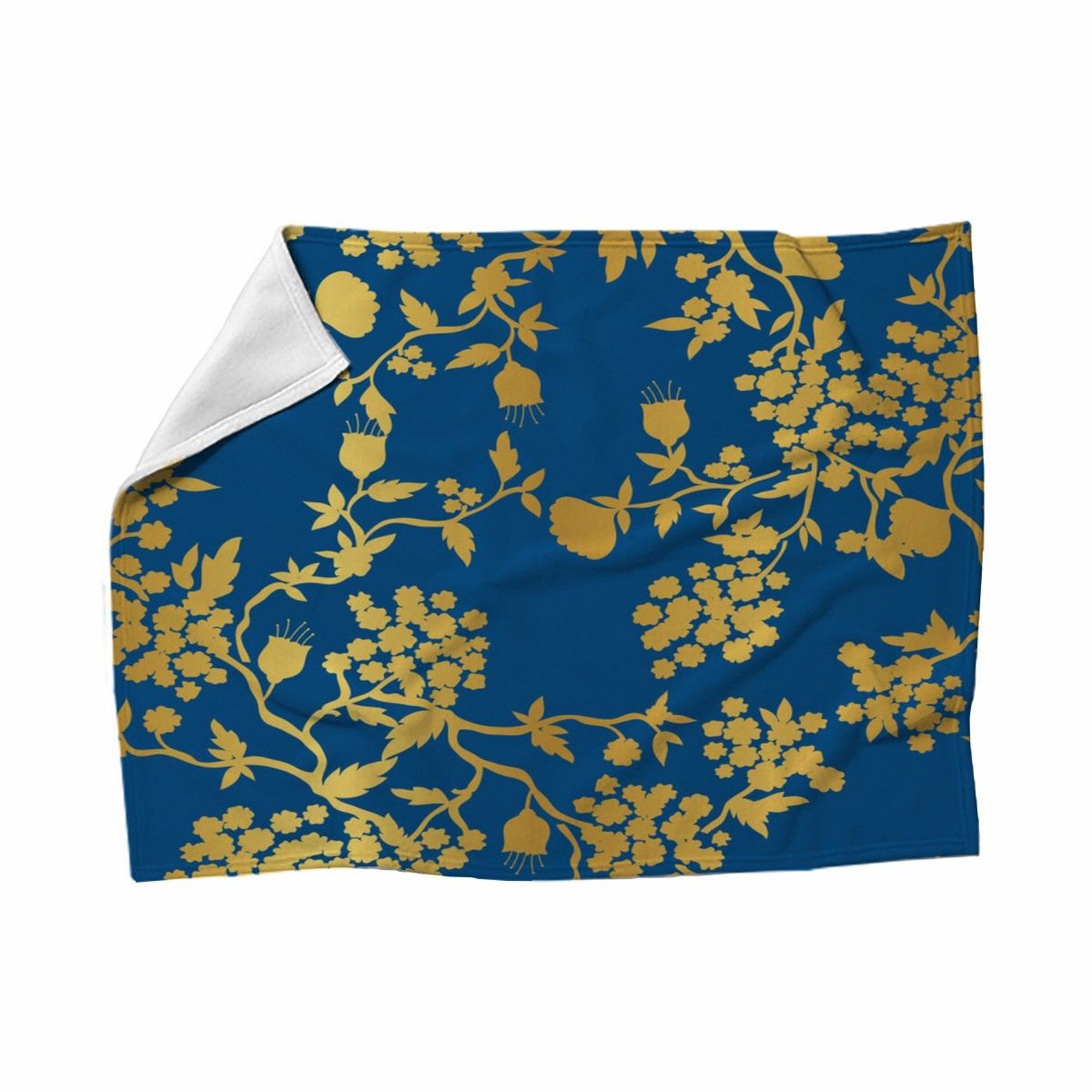 Blue and Yellow Blankets Floral Blanket Blue and Yellow Etsy