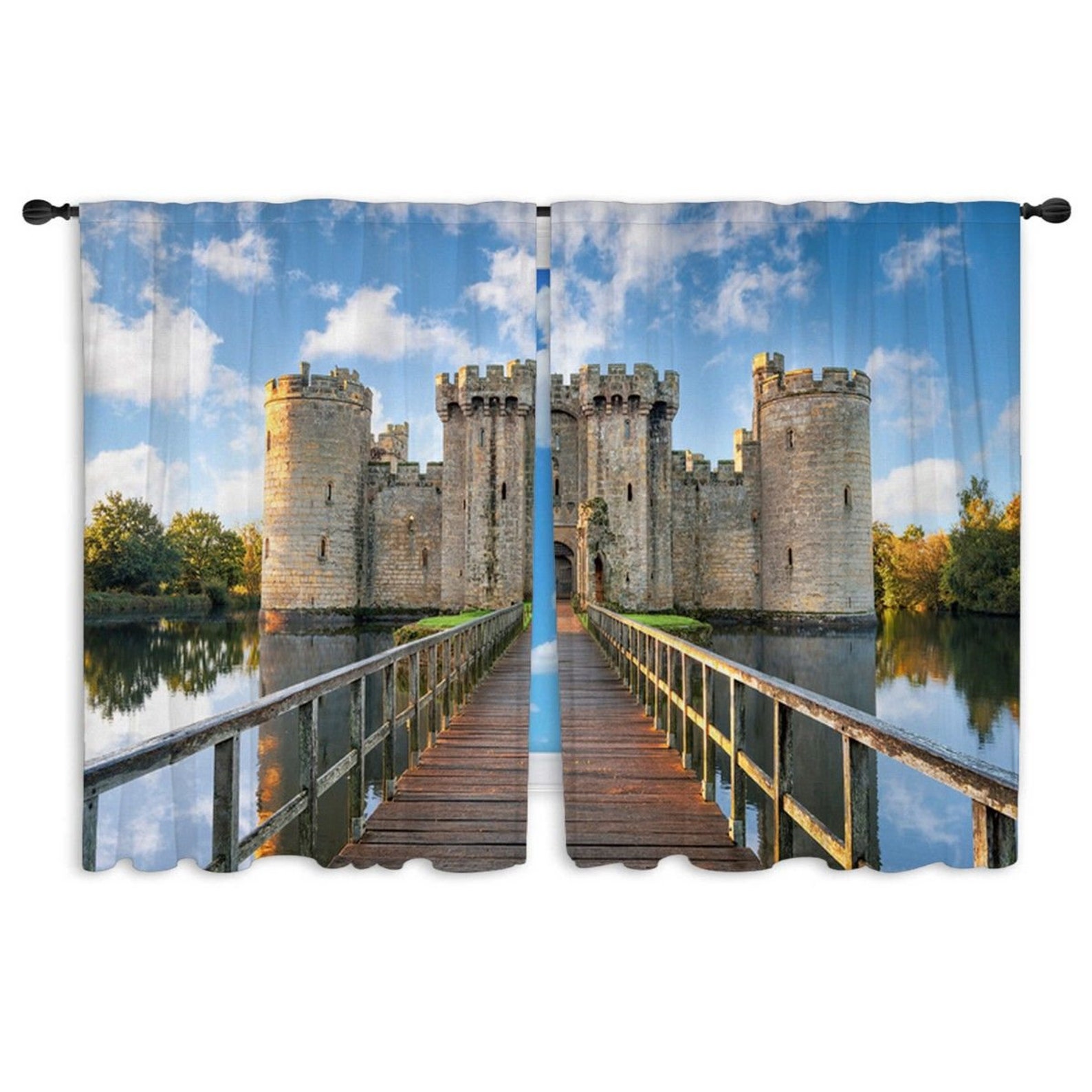 Castle Curtains Old English Castle Window Curtain Medieval Etsy