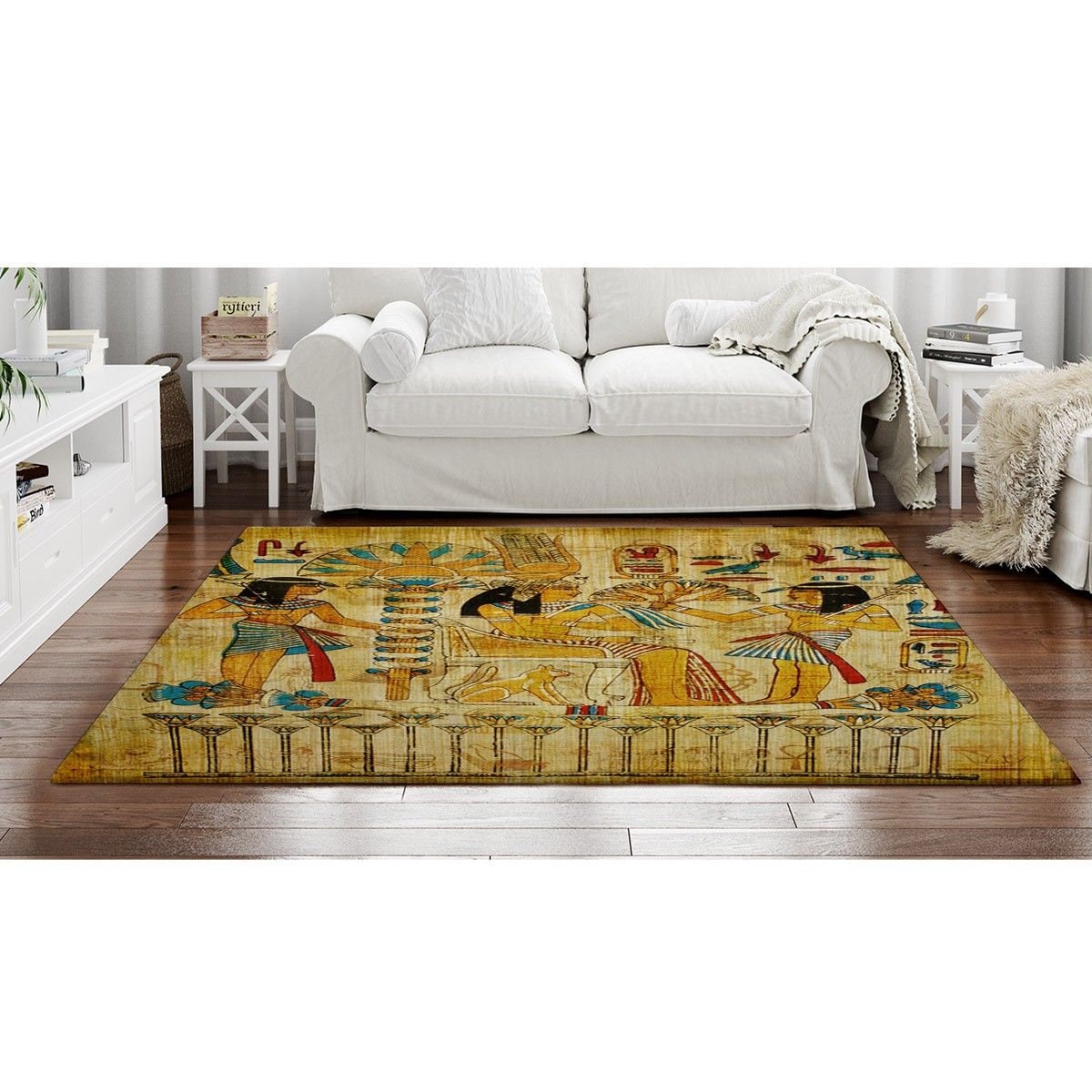 AGONA Modern Area Rug 4x6 Ancient Egyptian Rugs Soft Indoor Floor Carpet No-Shedding Non-Slip Rectangle Mat for Living Room Entryway Bedroom Dormitory