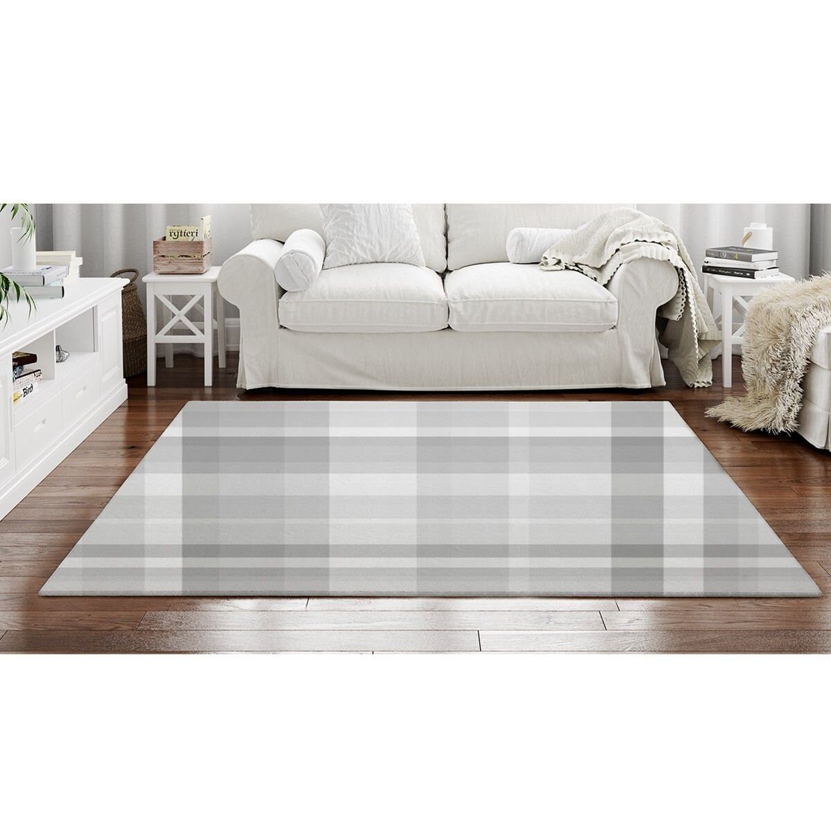 Gray Check Seamless Print Rug Monochrome Checkered Area Rugs Etsy