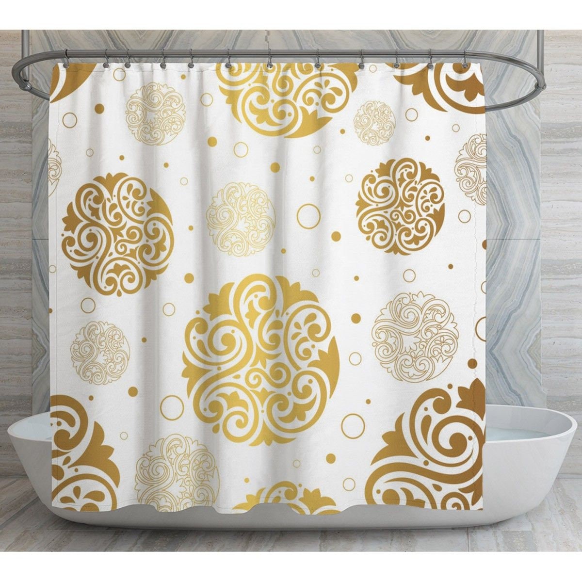 Gold Shower Curtains White And Gold Shower Curtain Gold Etsy