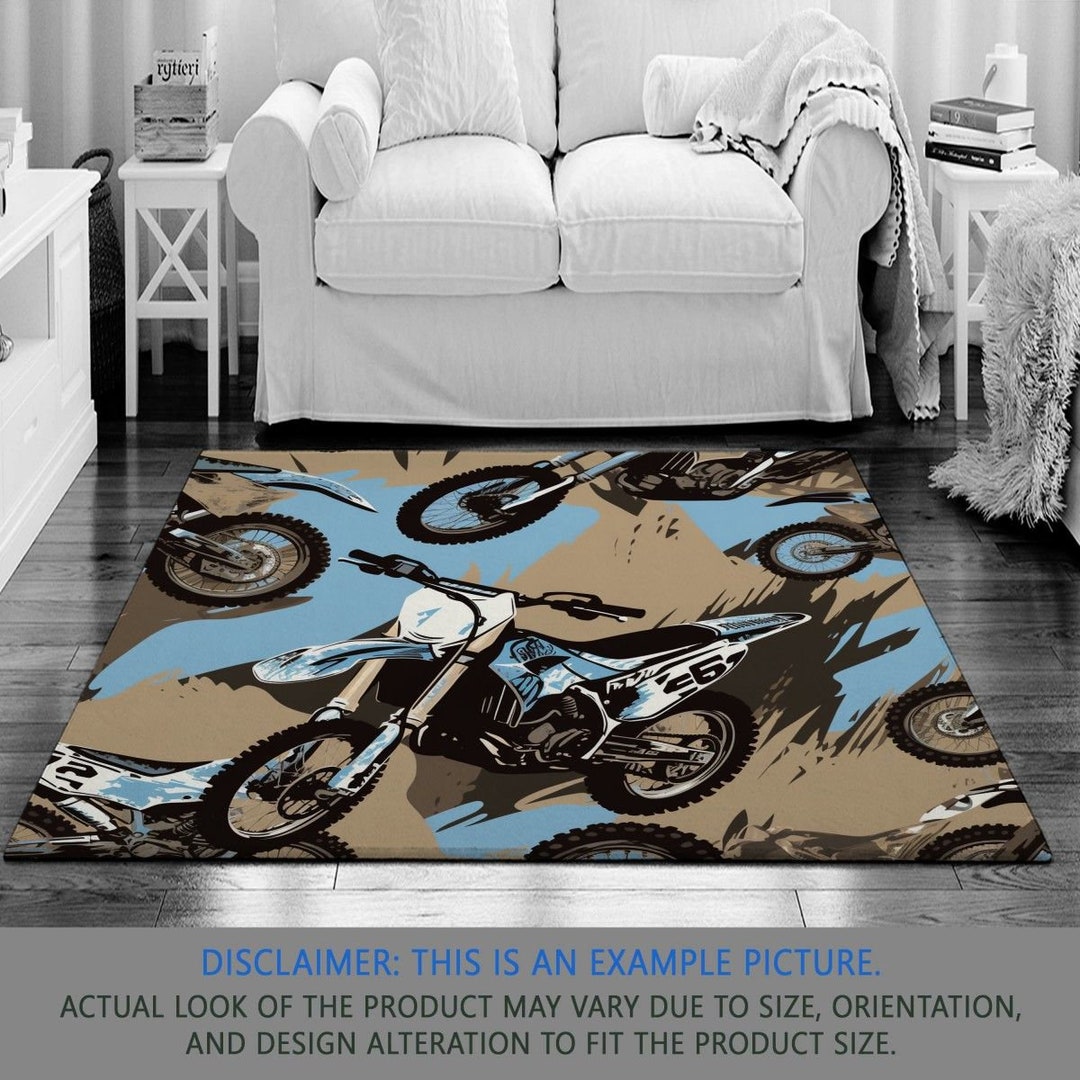 Motocross Rug, Dirt Bike Rugs, Motocross Racing Area Rug, Biker Living
