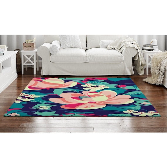 Teal And Pink Fl Area Rug, Teal Living Room Area Rugs