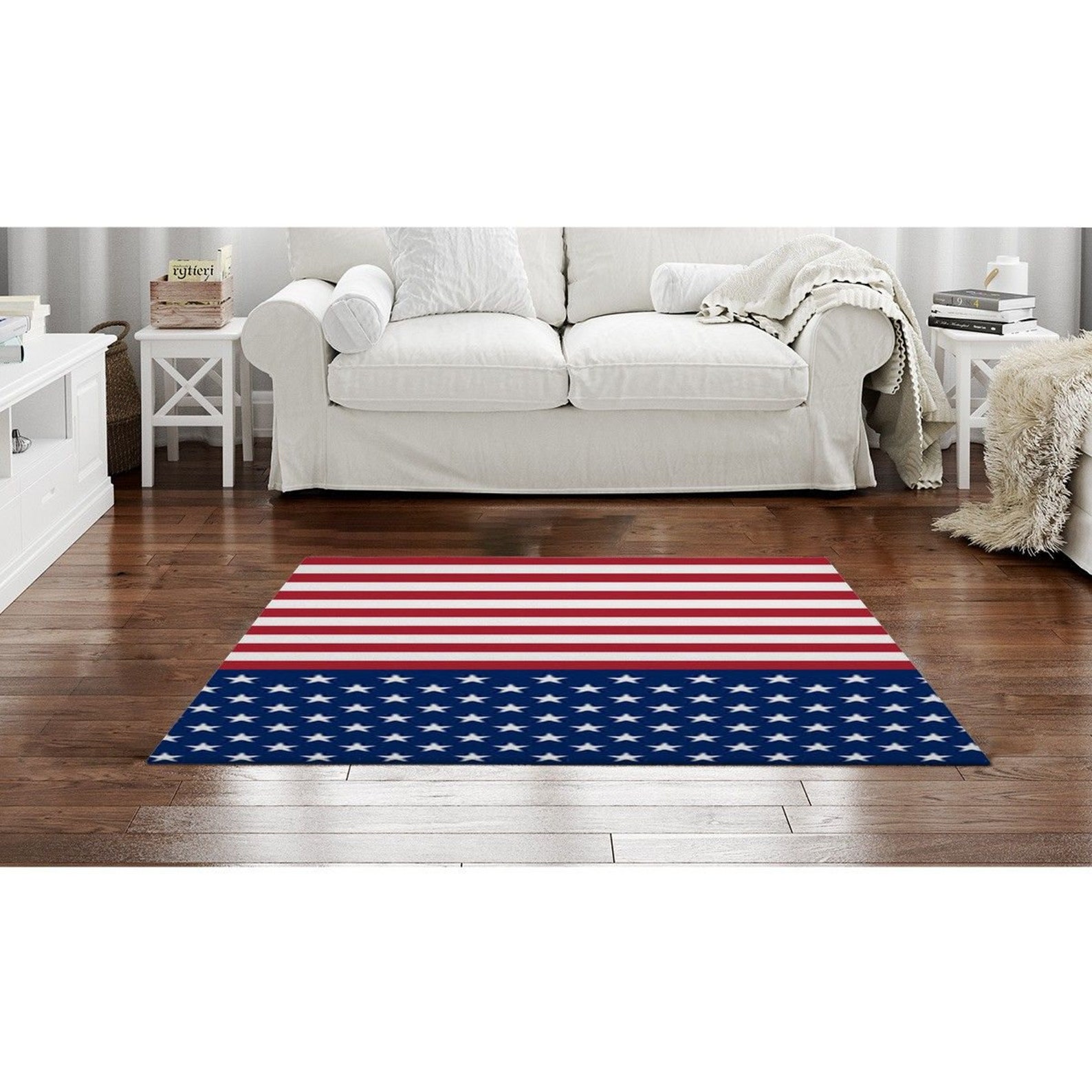 USA Flag Area Rugs American Flag Rectangle Rug Red White Etsy
