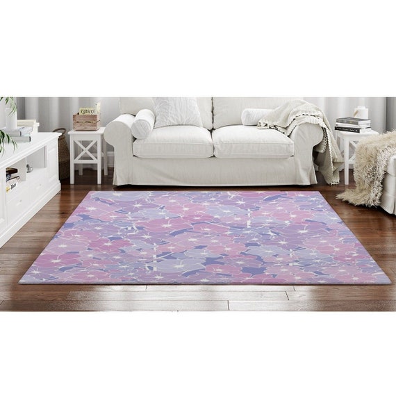 Lilac Rugs Flowers in Shades of Purple Indoor Area Rug Etsy