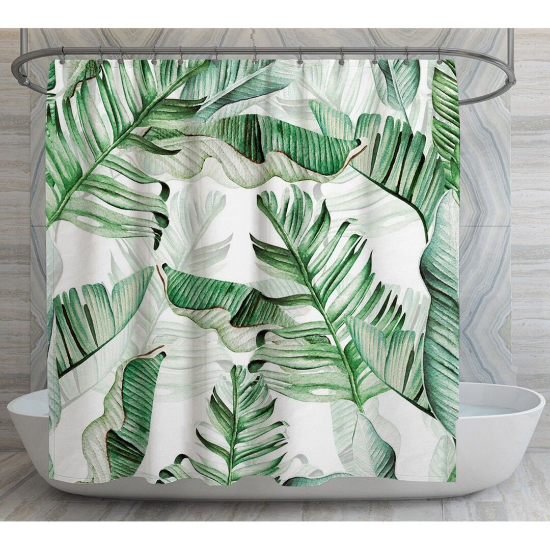 Palm Tree Shower Curtains Tropical Palm Leaves Shower Curtain Etsy