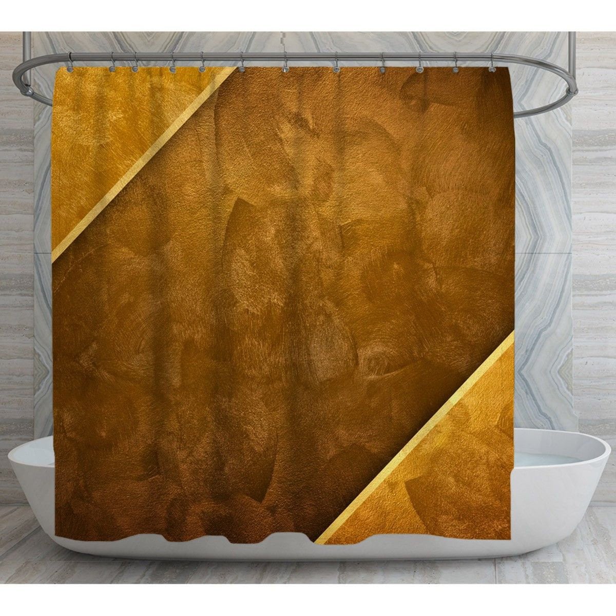 Brown Shower Curtains Brown and Gold Diagonal Pattern Shower Etsy UK