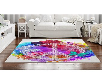 ALAZA Hippie Peace Sign Paisley Flower Floral Print Area Rug Rugs for Living Room Bedroom 7' x 5' ALAZA Hippie Peace Sign Paisley Flower Floral Print Area Rug Rugs for Living Room Bedroom 7' x 5'