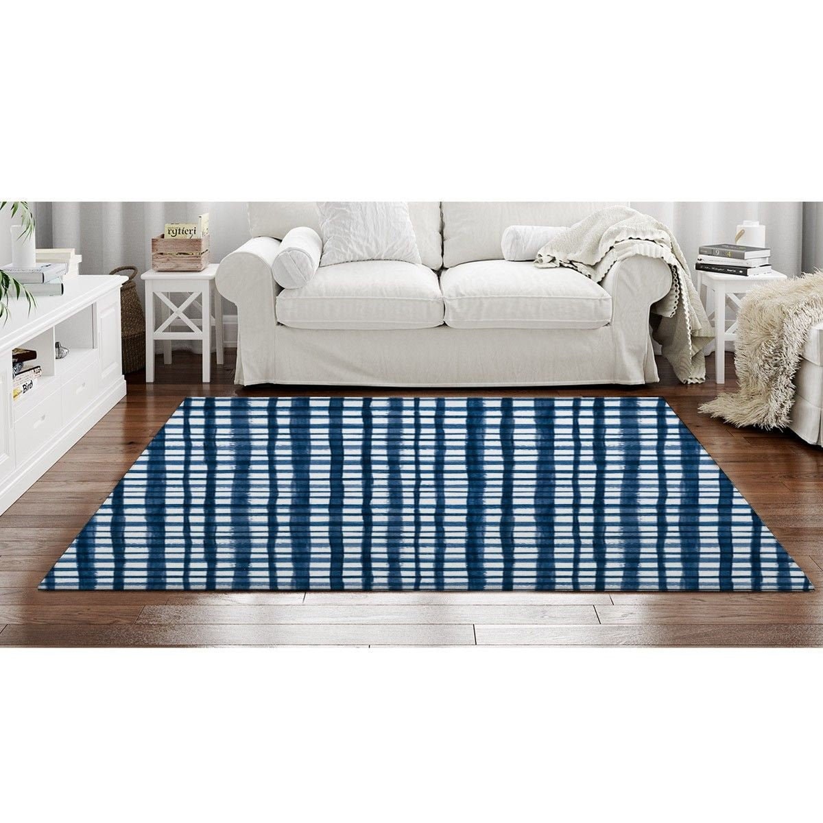 Blue And White Rugs White Checkered Rug Blue And White Etsy