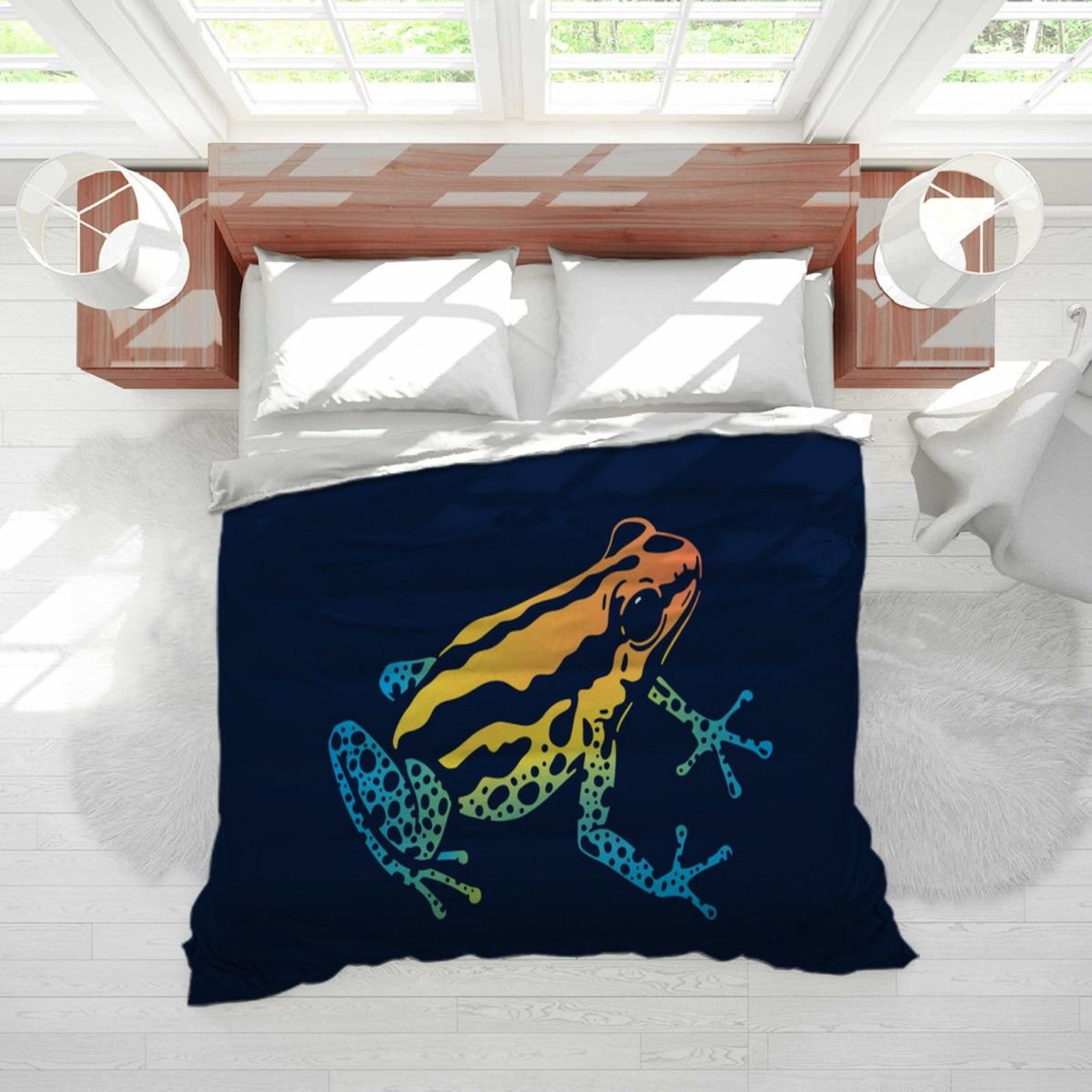 Frog Comforter Frog Bedding Colorful Rainforest Frog Etsy