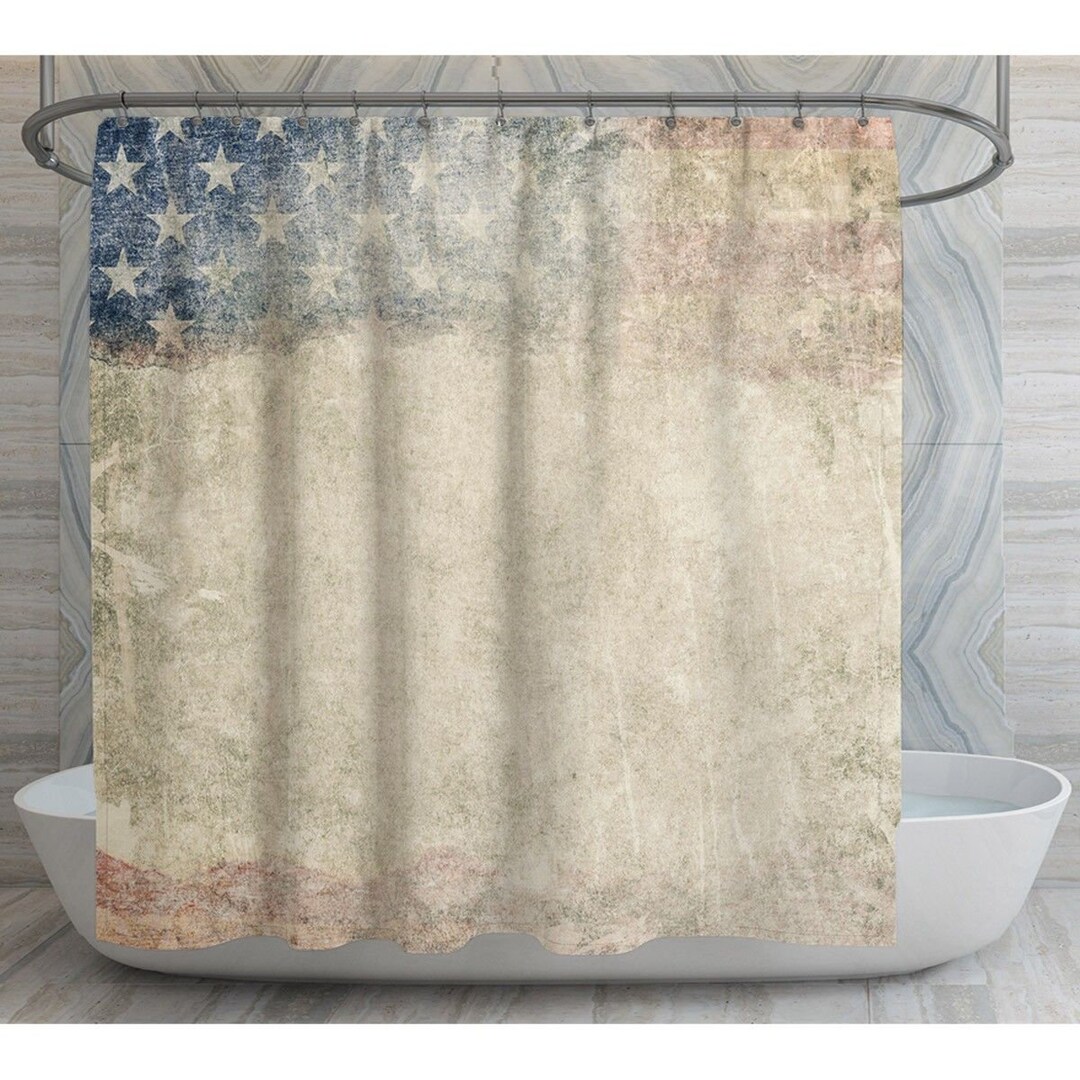 American Flag Shower Curtain Red White and Blue Shower Curtain
