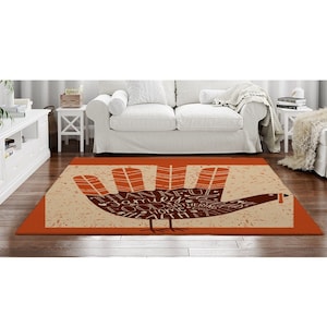 Thanksgiving Turkey Area Rug: Hand Turkey with Thankful Quotes