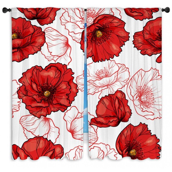 Floral Poppy Curtains Etsy