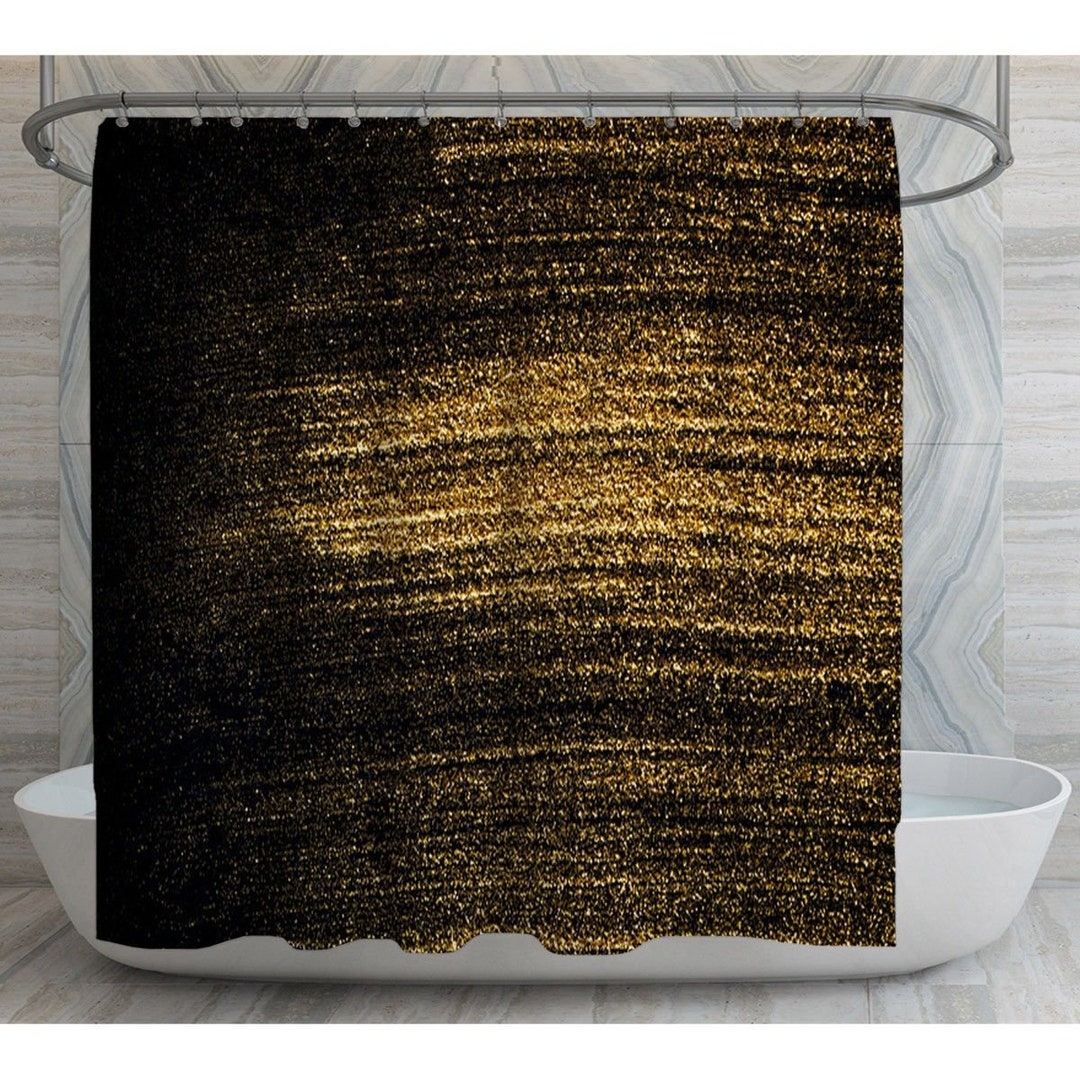 Gold Print Shower Curtains Gold Glitter Powder Dust Shower Curtain