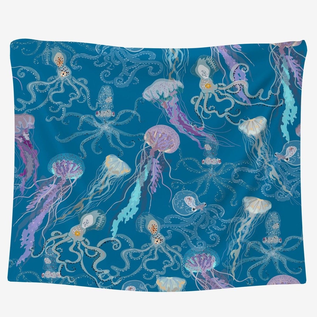 Jellyfish Fabrics Octopus and Sea Jellies Fabric by the Yard Etsy