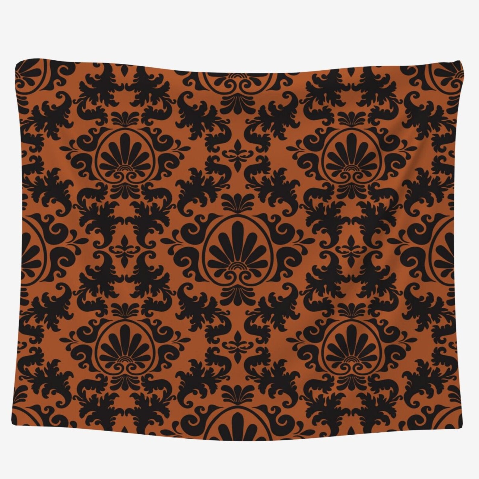 Black And Orange Damask Fabric Damask Pattern Fabric By The Etsy