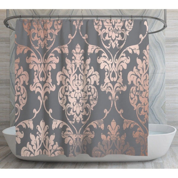 Grey And Pink Shower Curtains Vintage Shower Curtains Grey And Pink Damask Pattern Shower Curtains Grey And Pink Bathroom Decor