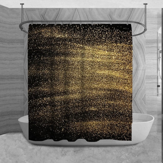 Gold Print Shower Curtains Gold Glitter Powder Dust Shower Curtain