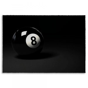 Black Eight Ball Area Rug: Custom Billiards Game Room Rug