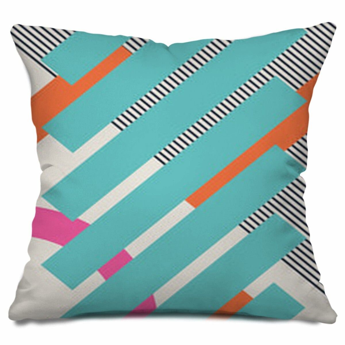 Retro Pillows Retro Lines Pattern Pillow Covers Blue Throw Etsy