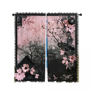 Cherry blossoms Window Curtain, Floral Curtains, Romantic Custom Sizes, Elegant Window Treatment, Shabby chic Home Decor