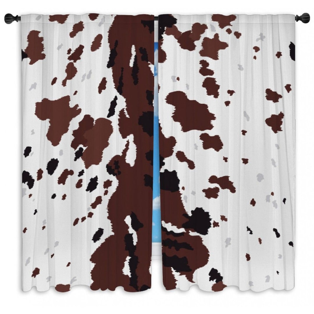 Cow Print Window Curtains Spotted Cow Skin Pattern Curtains Etsy