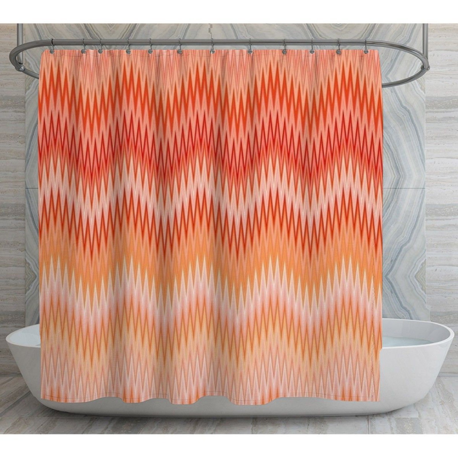 Orange Shower Curtains Cute Shower Curtain Orange Chevron Etsy UK