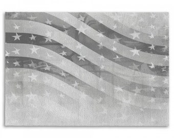 Abstract Patriotic Flag Area Rug: Monochrome Stars and Stripes