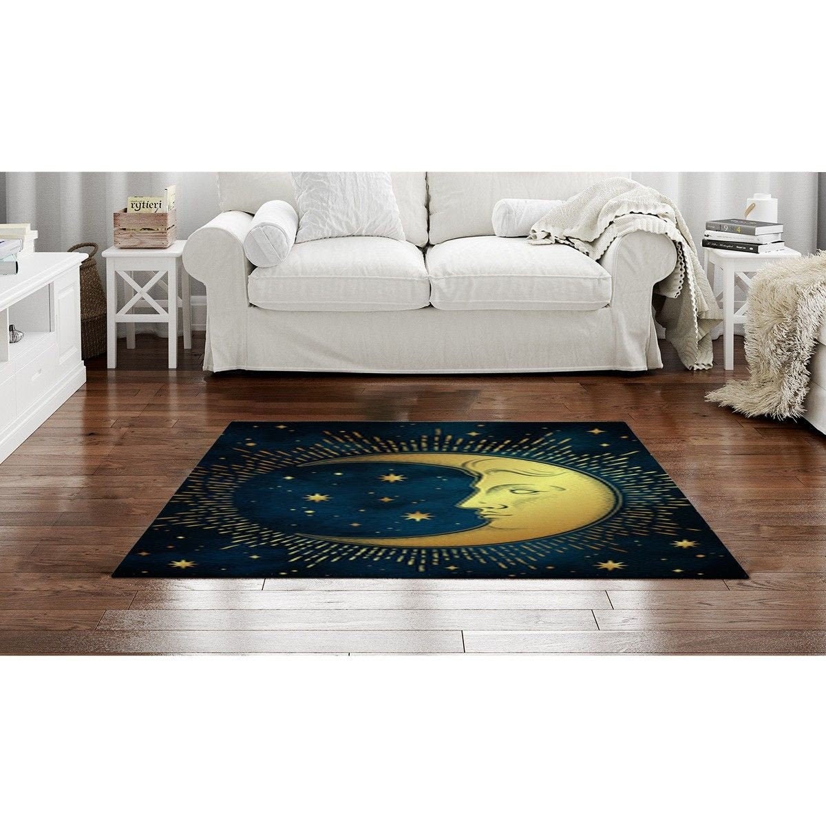 Moon Rugs Half Moon Area Rugs Crescent Moon Area Rug Dark Etsy