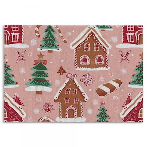 Gingerbread Rugs Gingerbread Houses And Trees Area Rug Pink Brown And Green Area Rugs Christmas Tree Rug Holiday Rugs