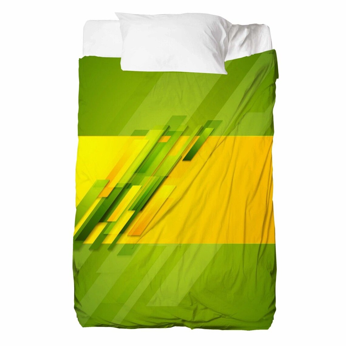 Green And Yellow Bed Sheet Bright Yellow Bedspread Lime Etsy