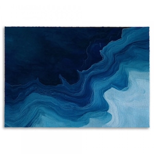 Blue Ombre Waves Area Rug: Nautical Watercolor Design