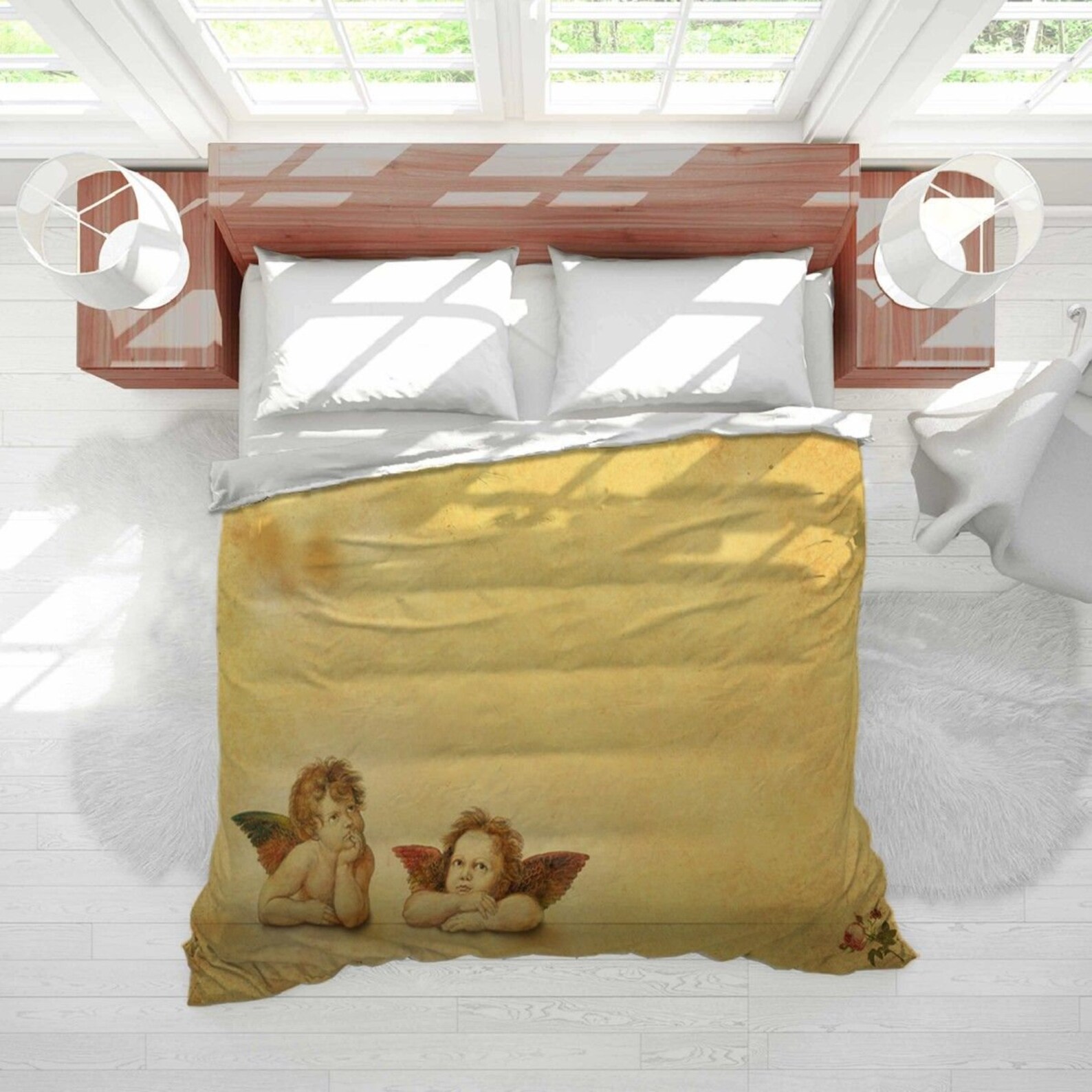 Angel Comforter Angel Bedding Brown Cherubs Comforter Brown Etsy