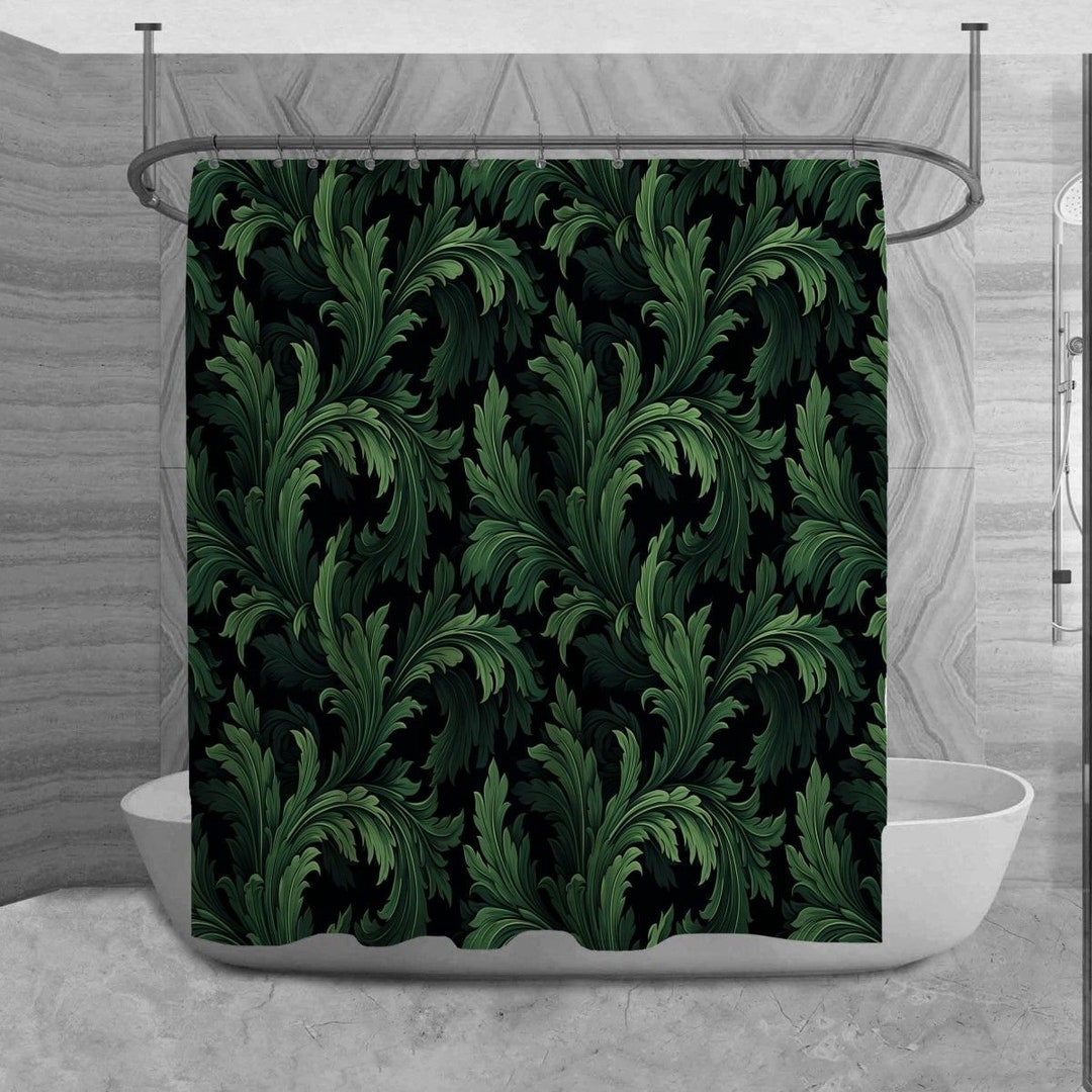 Acanthus Shower Curtain, Botanical Bathroom Decor, Greek Bath Decor, Baroque Bathroom Curtain