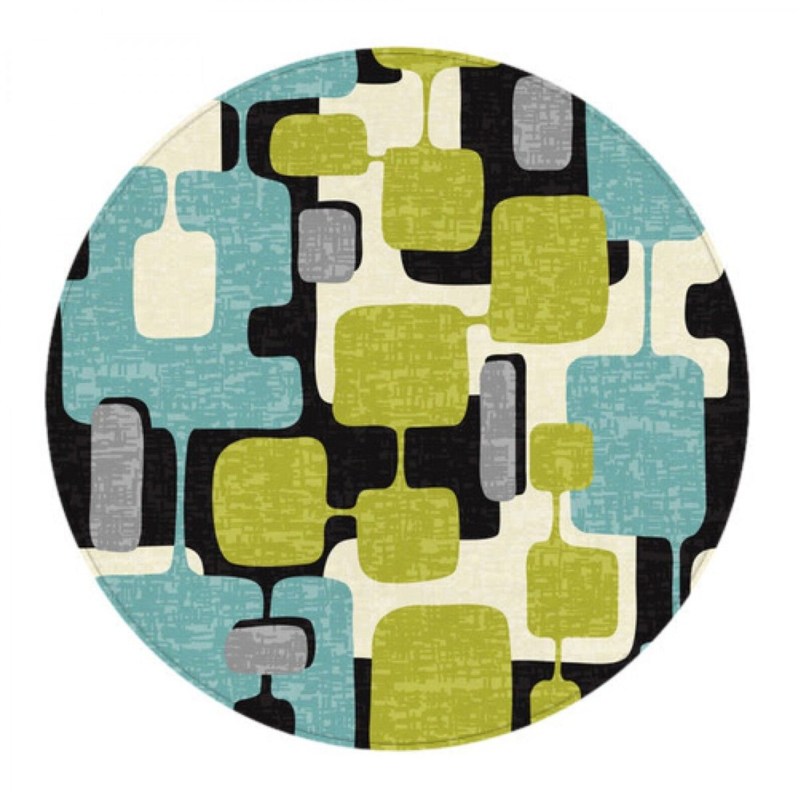 Mid Century Round Rugs Mid Century Rugs Abstract Circle Rug Etsy