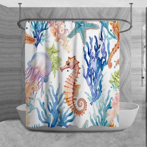 Coral Reef Coral Fish Sea Life Shower Curtain Bathroom Curtain 160x180 Cm  E---44223