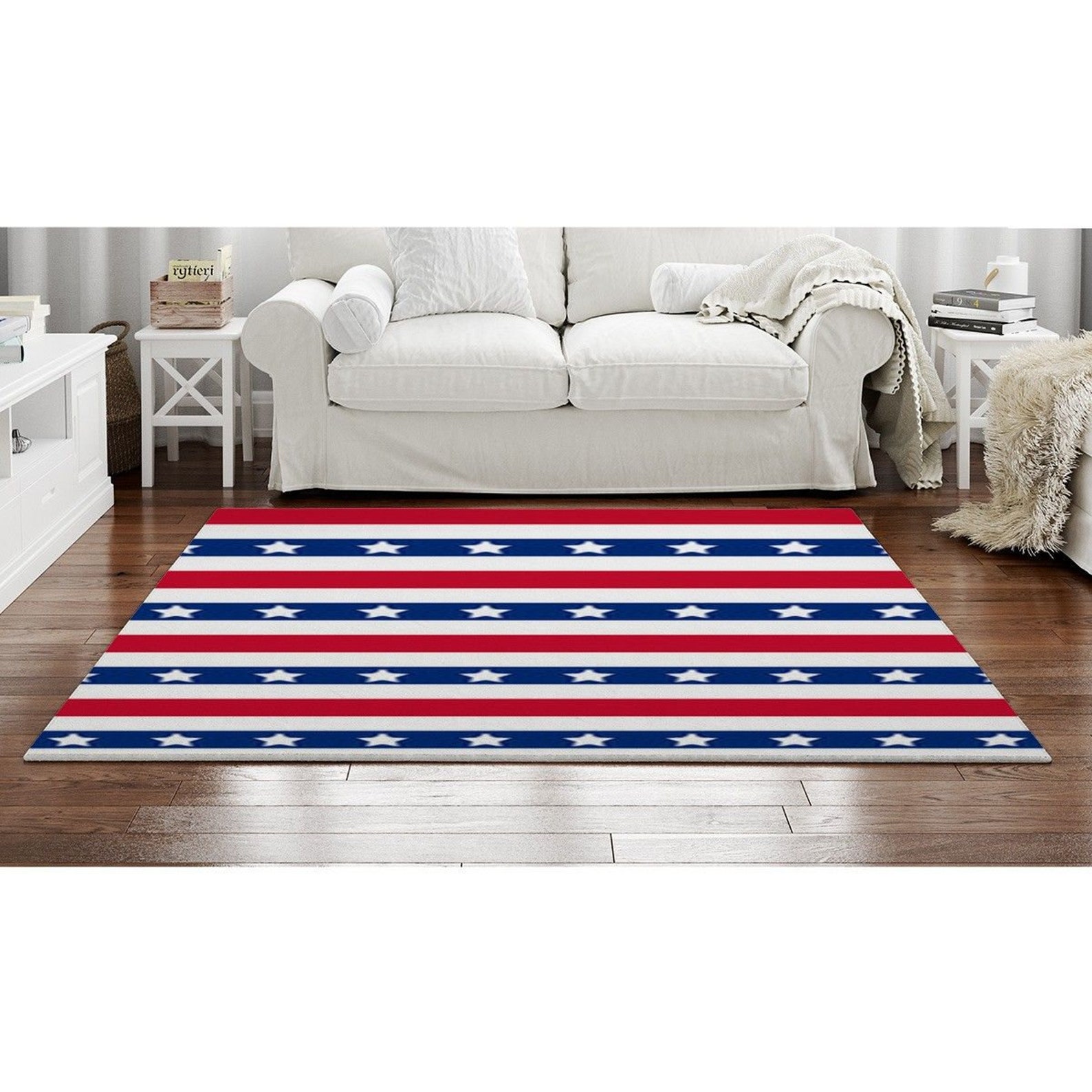 Patriotic Rugs Red White And Blue Rug Stripe Area Rug Red Etsy