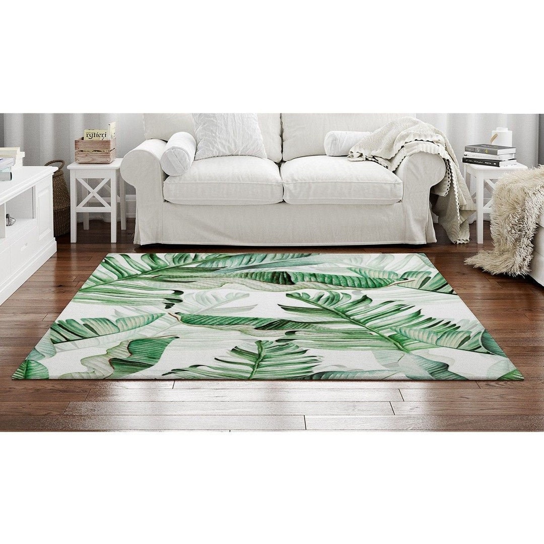 Palm Tree Area Rug Palm Tree Rug Tropical Leaf Rug Tropical Etsy