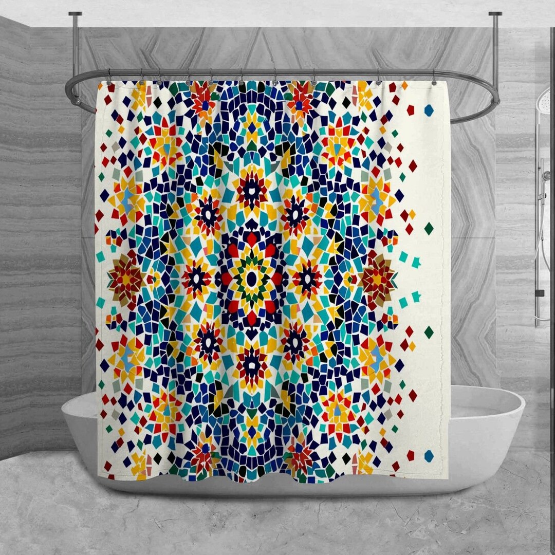 Moroccan Shower Curtains Abstract Mosaic Pattern Shower Curtain
