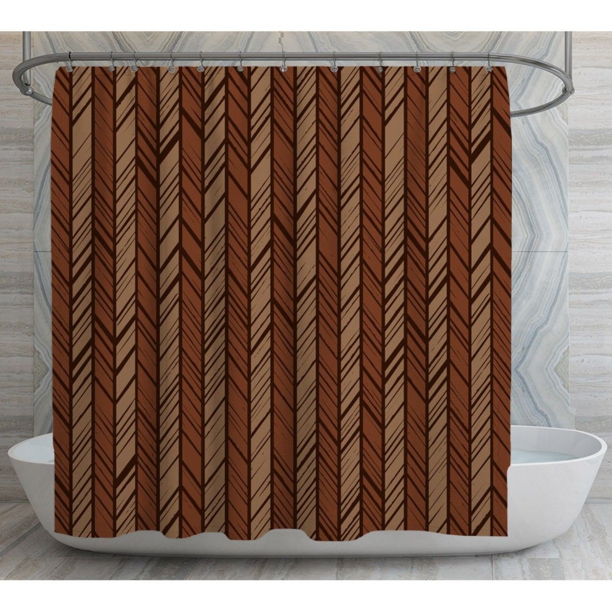 Chocolate Brown Shower Curtains Striped Shower Curtain Etsy UK