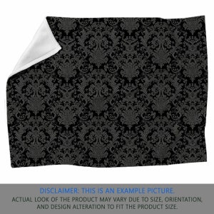 Black Damask Fleece Blanket: Gothic Pattern, Personalized Blanket
