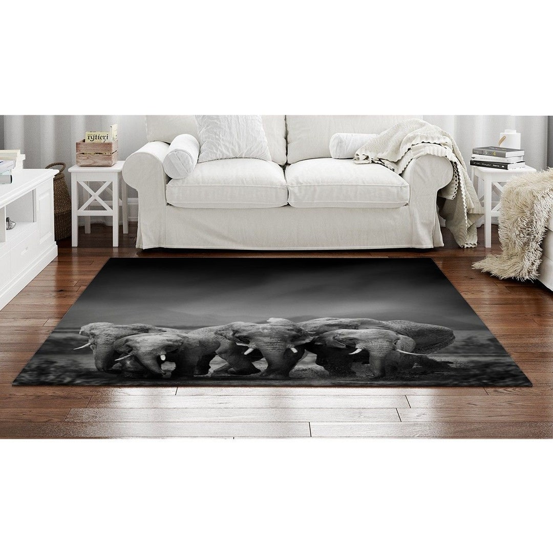 Elephant Rug Elephant Area Rug Animal Area Rugs Safari Rug Etsy