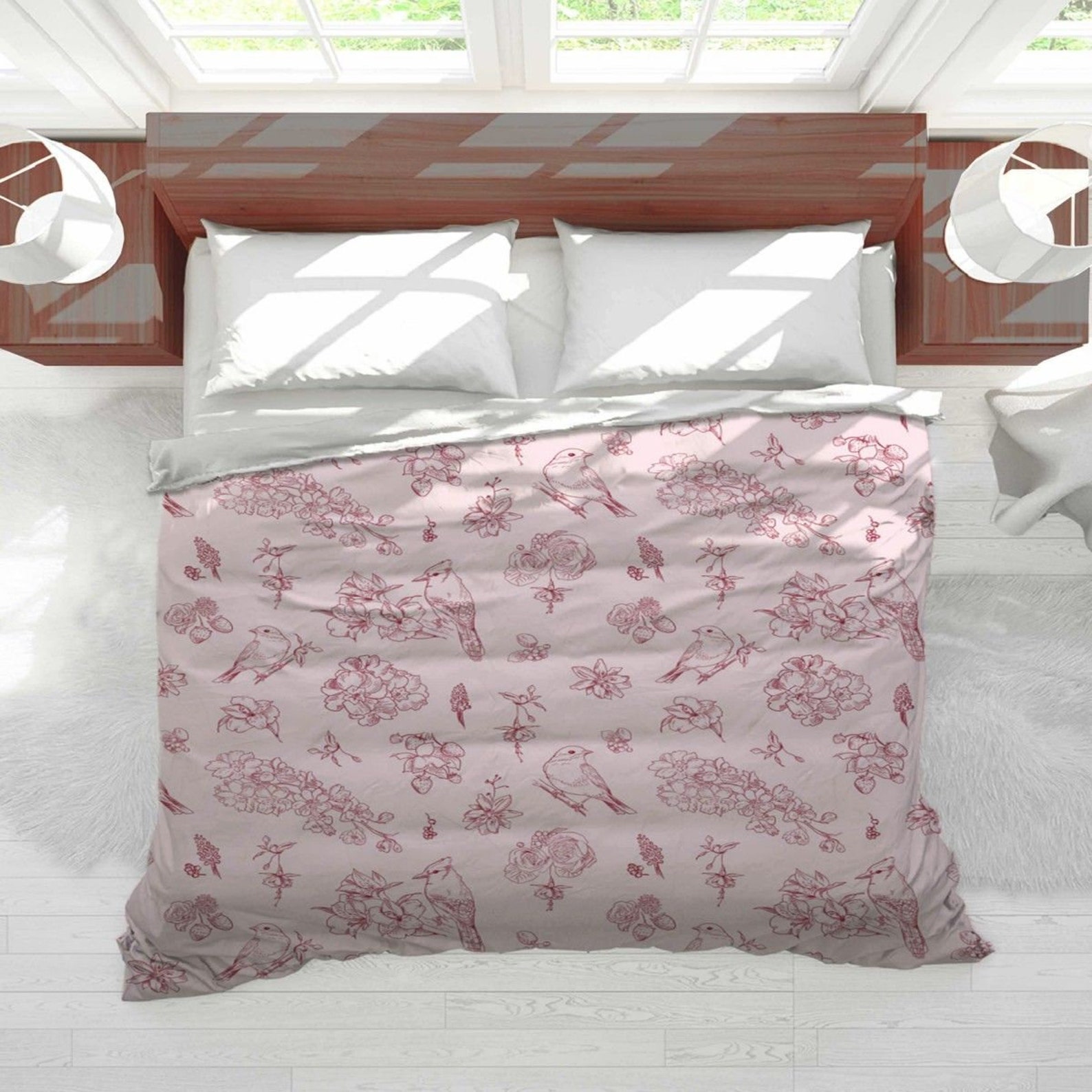 Pink Comforter Toile Pattern Comforters Toile De Jouy | Etsy