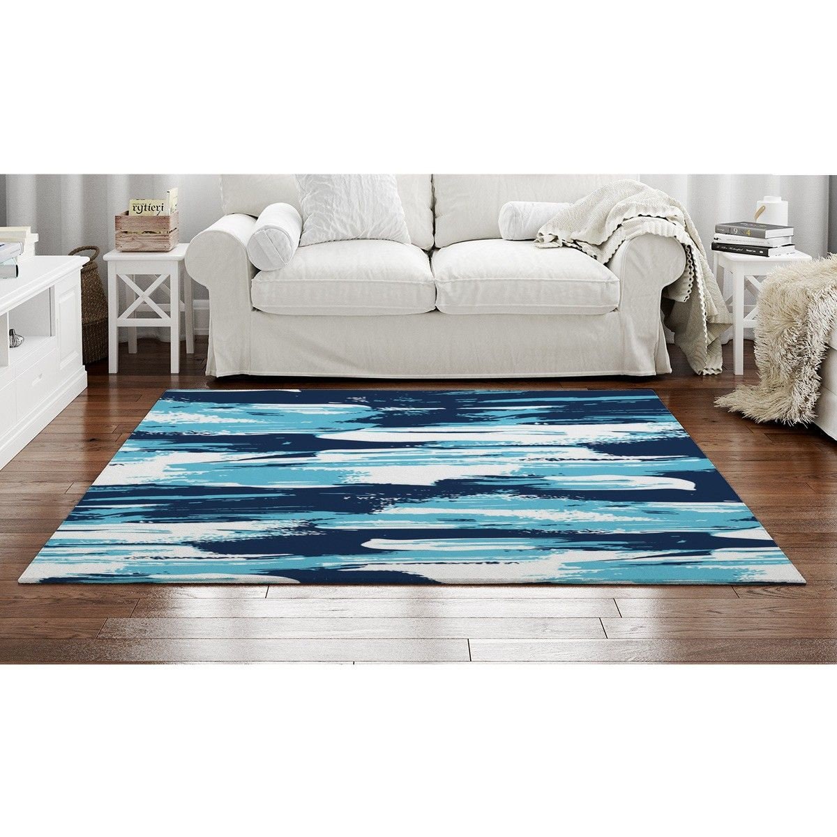 Abstract Accent Rug Abstract Rug Blue Abstract Rug Blue And Etsy.de