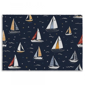 Sailboat Rugs Boats On Dark Blue Area Rug Navy White And Red Area Rugs Nautical Print Rug Coastal Rugs