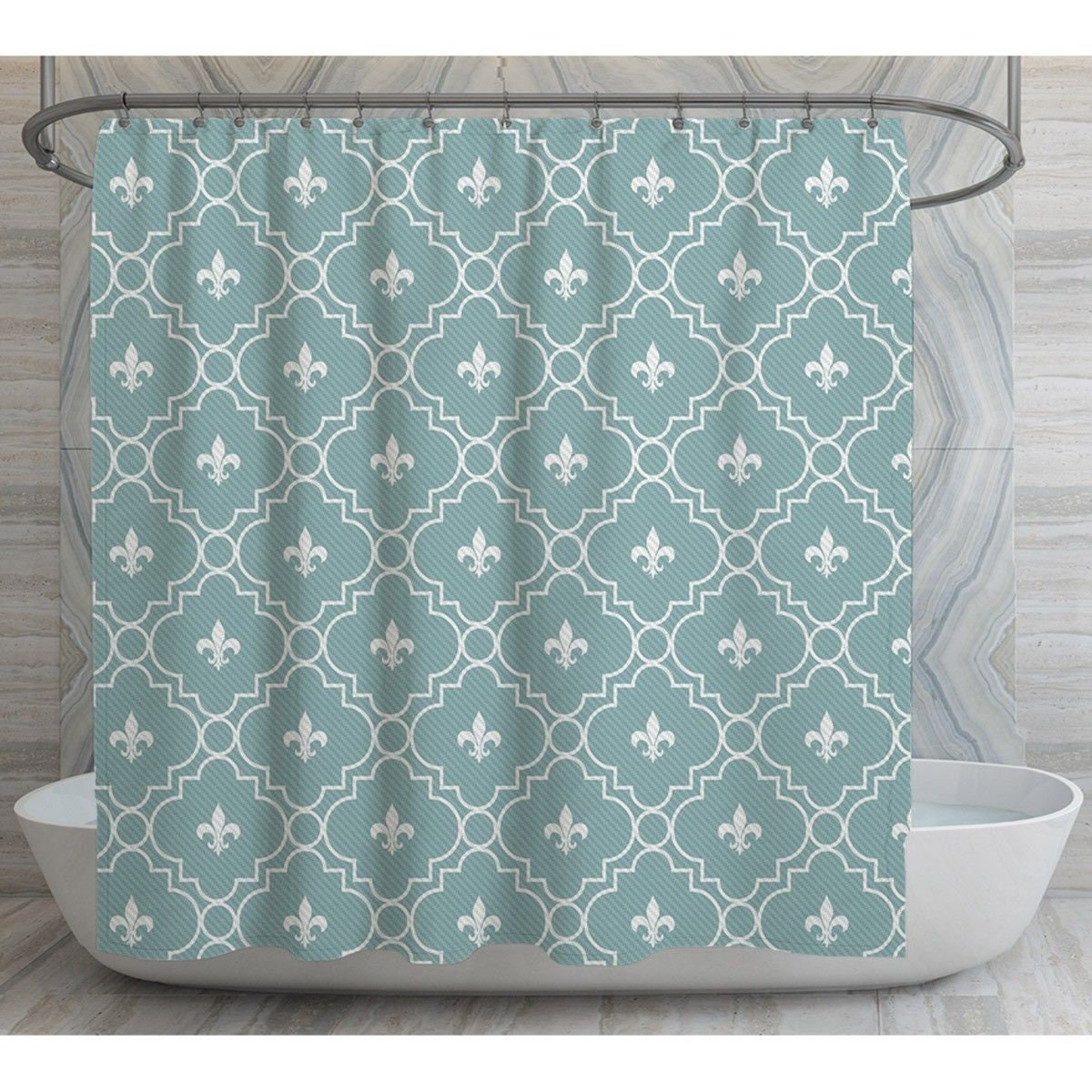 Aqua Fleur De Lis Duschvorhänge Fleur De Lis Muster | Etsy